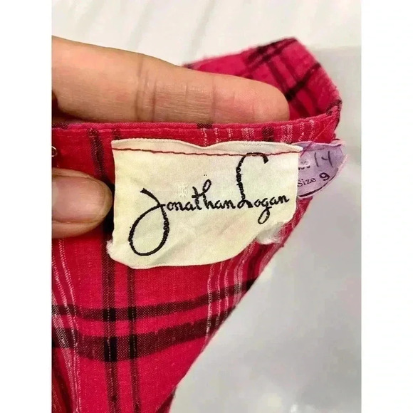 VTG Jonathan Logan Dress Sz 9 Pink Plaid Swiss Dot 1960s Zip Back - Picture 3 of 16